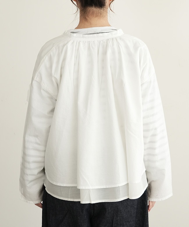 8254T-011]grin(グリン) 綿麻キャンブリックレイヤースキッププル