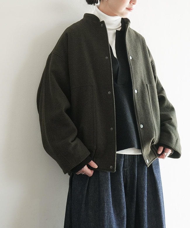 VC-2791]Veritecoeur(ヴェリテクール) ウールフラノブルゾン アウター