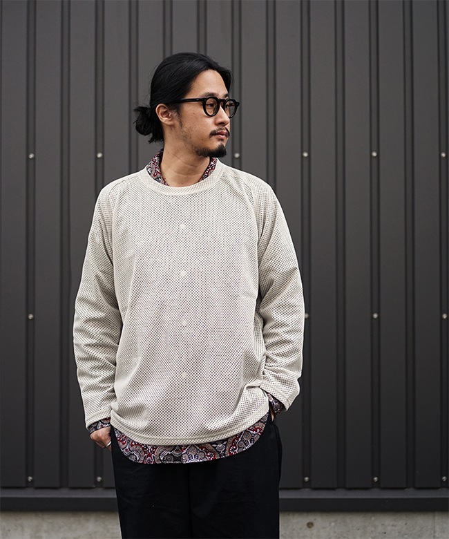 トップス Needles L/S U-NECK TEE RASCHEL LACE XS NEEDLES ニードルズ L/S U-Neck Tee - Raschel Lace｜BORN FREE