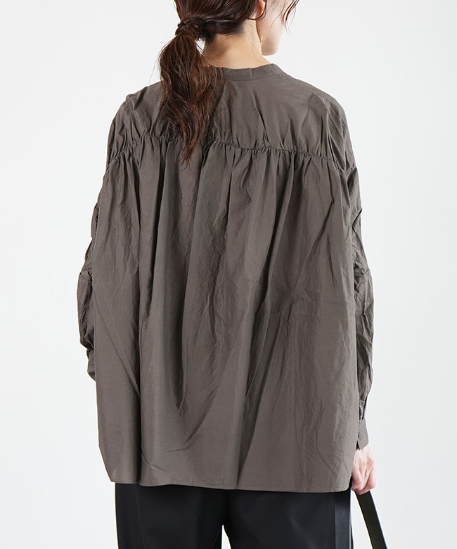 1-238975]mizuiro ind(ミズイロインド) back gather wide shirt