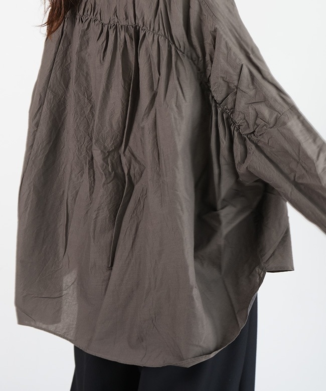 1-238975]mizuiro ind(ミズイロインド) back gather wide shirt