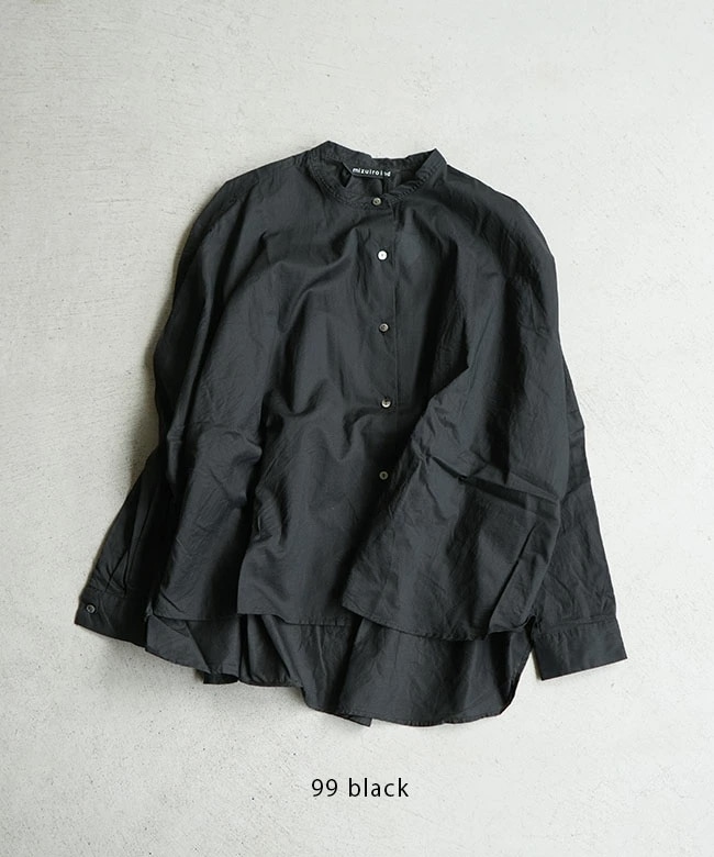 【美品】mizuiro ind ミズイロインド バックギャザーワイドシャツ 黒 mizuiro ind バックギャザーワイドシャツ｜ MARcourt ONLINE