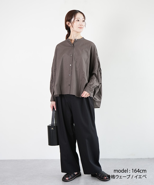 1-238975]mizuiro ind(ミズイロインド) back gather wide shirt