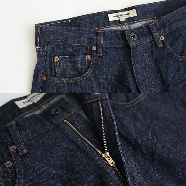 F1147]FOB FACTORY(エフオービーファクトリー)ワイドデニム5Pパンツ