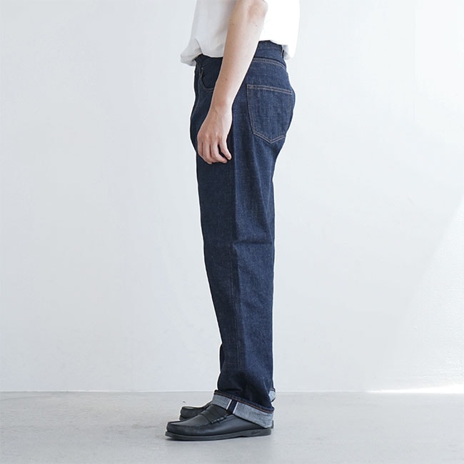 F1147]FOB FACTORY(エフオービーファクトリー)ワイドデニム5Pパンツ