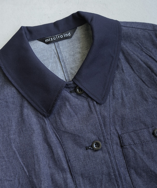 mizuiro ind(ミズイロインド) half slv denim shirt ハーフスリーブ