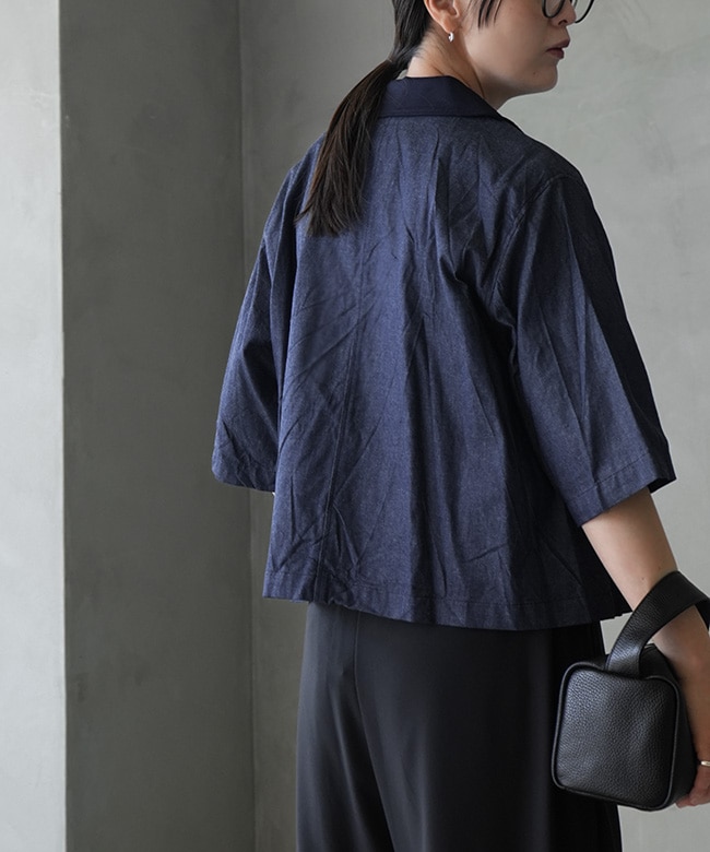 mizuiro ind(ミズイロインド) half slv denim shirt ハーフスリーブ