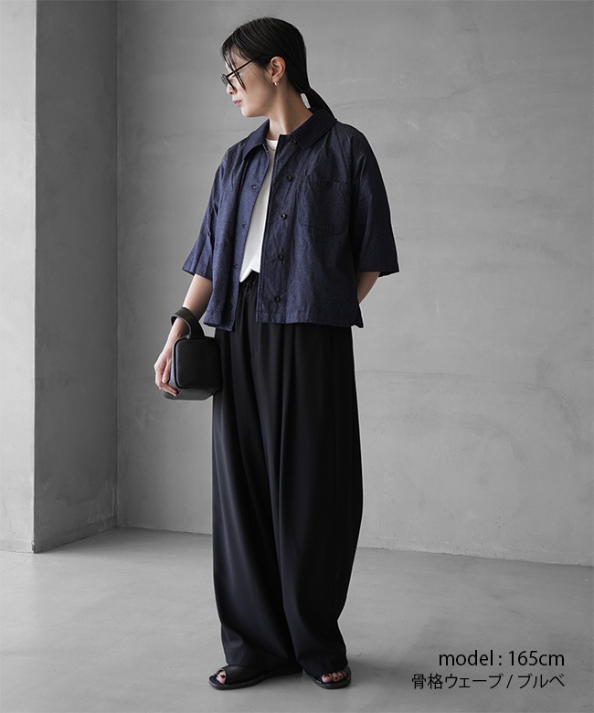 mizuiro ind(ミズイロインド) half slv denim shirt ハーフスリーブ