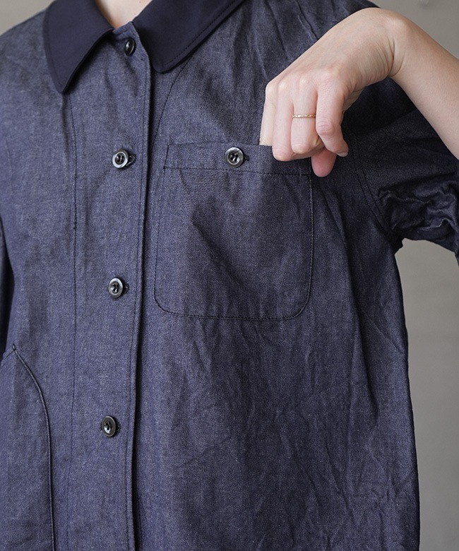 mizuiro ind(ミズイロインド) half slv denim shirt ハーフスリーブ