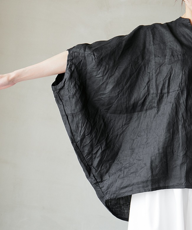 【美品】mizuiroindリネンコクーンシャツ 半袖　黒 楽天市場】【2025春夏新作】ミズイロインド mizuiroind リネン