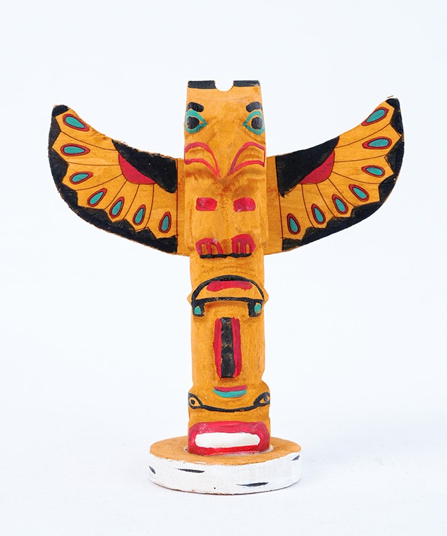 木製トーテムポール トーテムポール 46cm＆33cm 木製 木彫 TOTEM POLE wooden hand