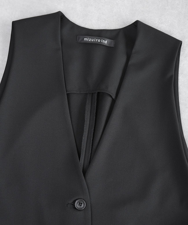 3-230108]mizuiro ind(ミズイロインド) deep V neck wide vest