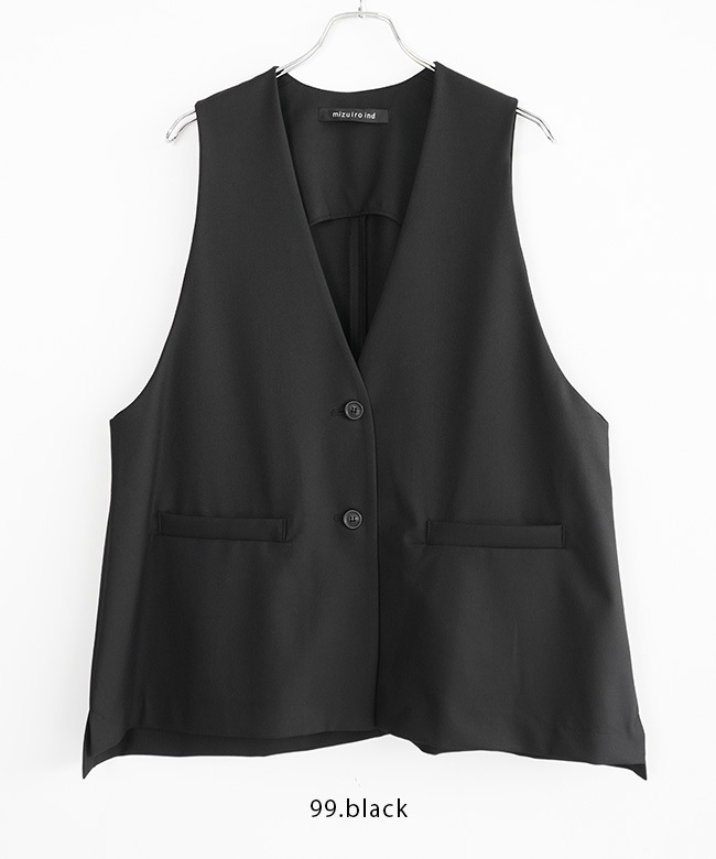 3-230108]mizuiro ind(ミズイロインド) deep V neck wide vest