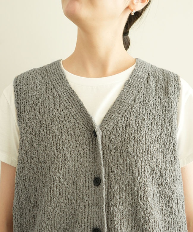 mizuiro ind(ミズイロインド) slub like V neck vest スラブライクV