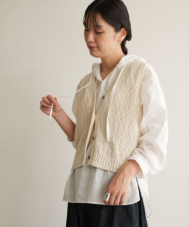 mizuiro ind(ミズイロインド) slub like V neck vest スラブライクV