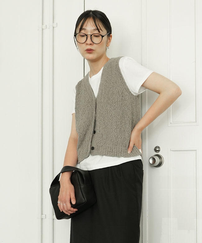 mizuiro ind(ミズイロインド) slub like V neck vest スラブライクV