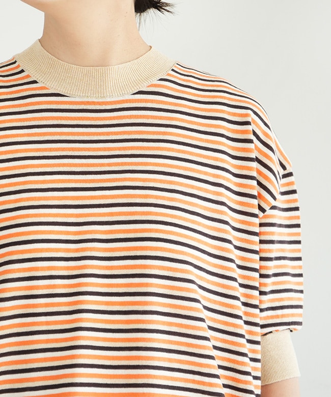 【mintです】MEYAME ボーダー　ニット　Tシャツ　メヤメ MEYAME ニット セーター |「別注」ボーダー コットンニット半袖T