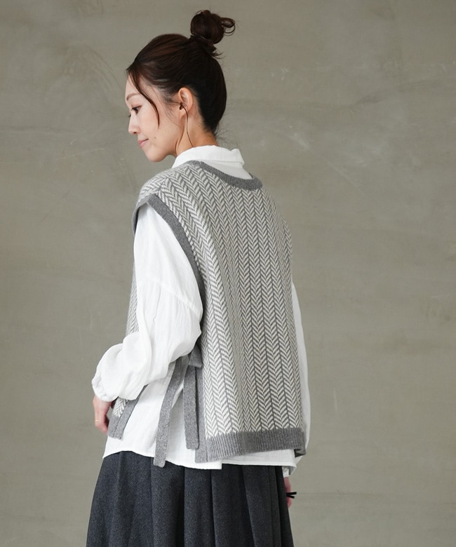 SALE 50%OFF】blue willow(ブルーウィロー)メリノウールへリンボン柄