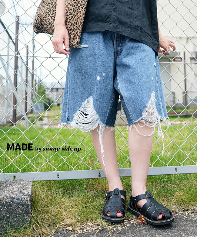 sunny side up(サニーサイドアップ) DAMAGE BAGGY SHORTS ダメージ