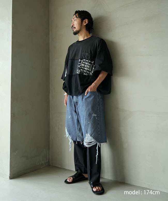 sunny side up(サニーサイドアップ) DAMAGE BAGGY SHORTS ダメージ