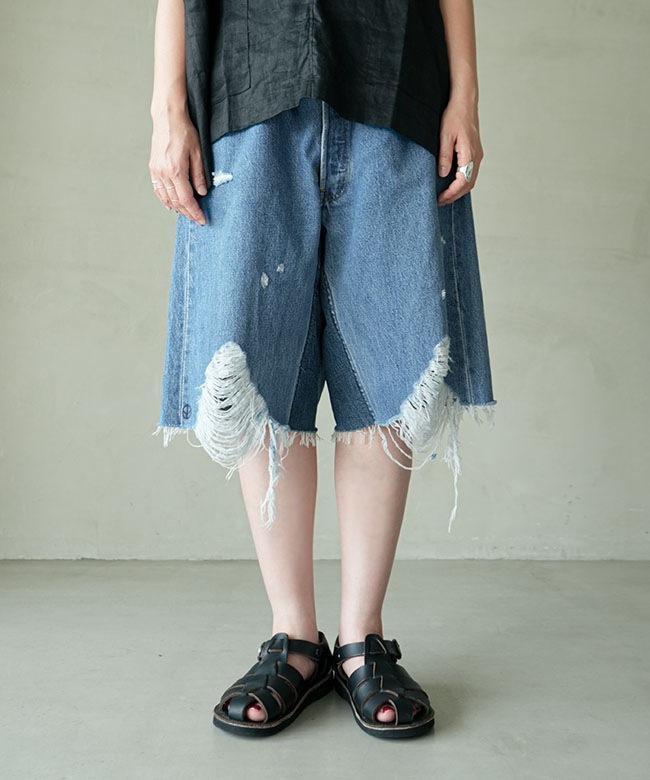 sunny side up(サニーサイドアップ) DAMAGE BAGGY SHORTS ダメージ 