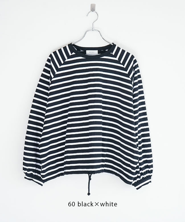 ◇[SMA-PUF-HIMO-LSBD]SOLAMONAT(ソラモナ) パフ天竺 裾紐ボーダー長袖