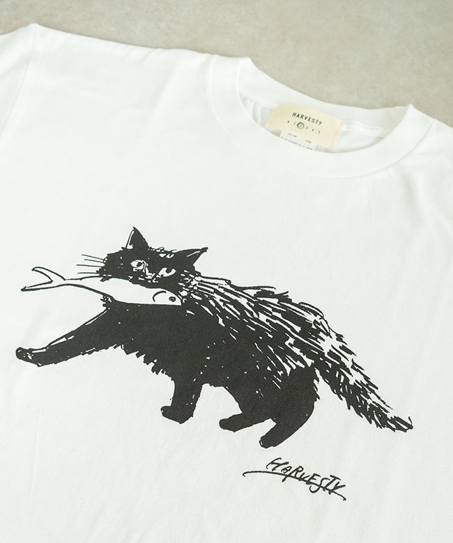 HARVESTY(ハーベスティ)PRINTED BOX TEE＜CAT＞プリントTee 猫