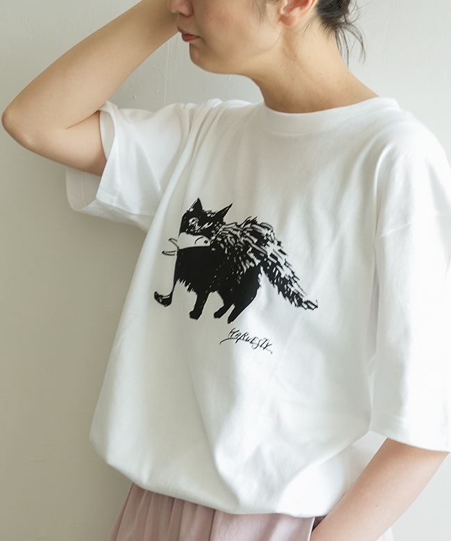 最終価格　キャットプリント クラシックTシャツ HARVESTY(ハーベスティ)PRINTED BOX TEE＜CAT＞プリントTee 猫