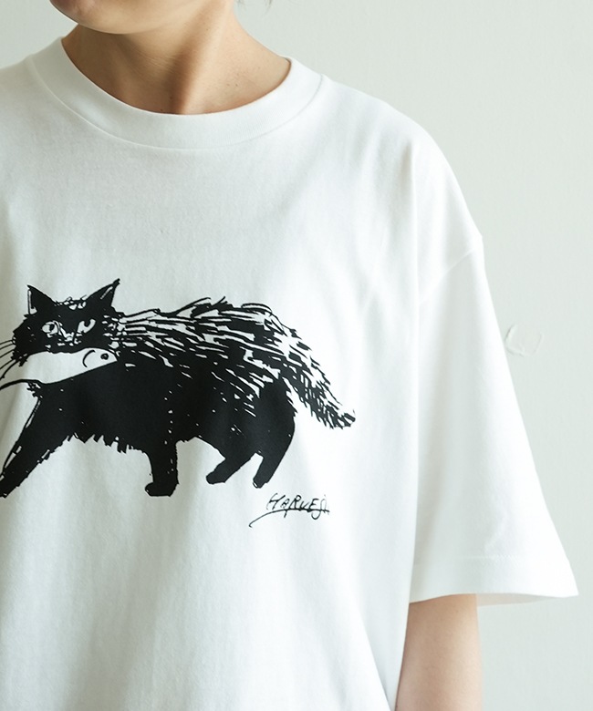 HARVESTY(ハーベスティ)PRINTED BOX TEE＜CAT＞プリントTee 猫