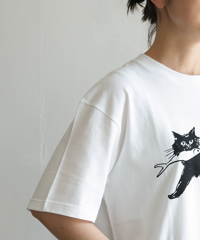 HARVESTY(ハーベスティ)PRINTED BOX TEE＜CAT＞プリントTee 猫