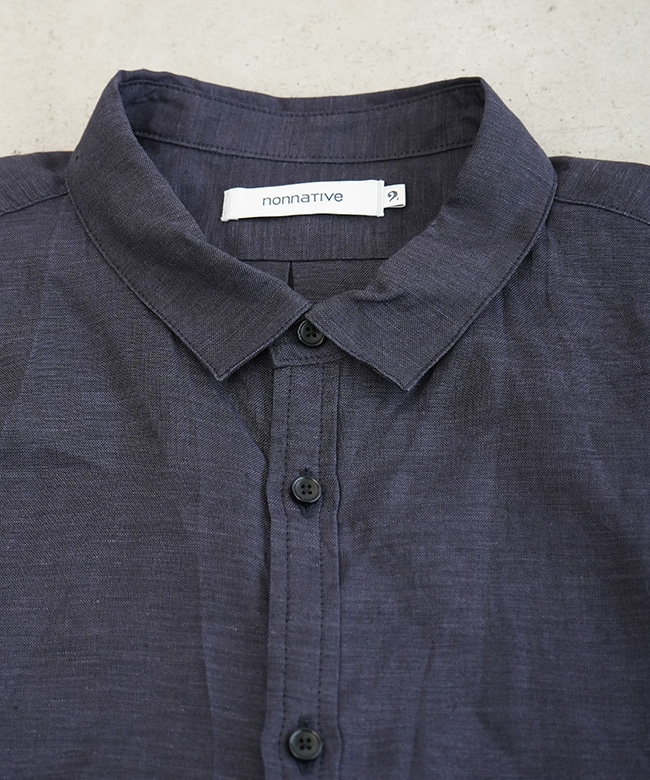 nonnative ストライプ柄シャツ MN-S3408 size2 綿麻ストライプシャツ（WEB限定価格 9/3～9/8）(S ネイビー