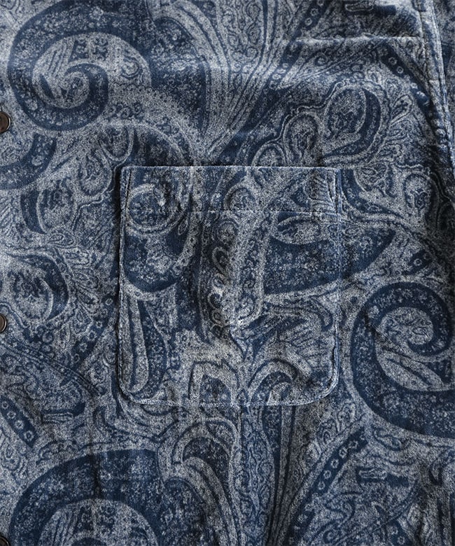 イマイアキノブ氏着 RG VELOUR SHIRT PAISLEY 新品NAVY Long velvet dress BRADLEY Navy Blue イマイアキノブ氏着 RG VELOUR