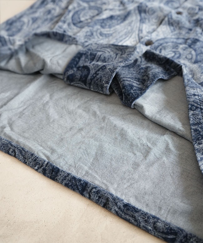 GL29542]gold(ゴールド) PAISLEY PATTERN INDIGO VELVETEEN OPEN SHIRT