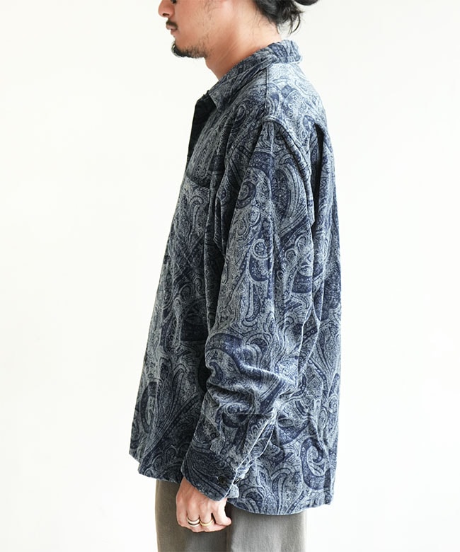 GL29542]gold(ゴールド) PAISLEY PATTERN INDIGO VELVETEEN OPEN