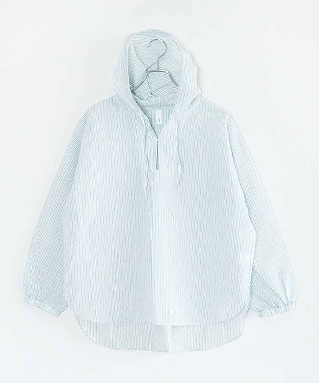 P81628]prit(プリット) エアリーコットンフードプルオーバーシャツ