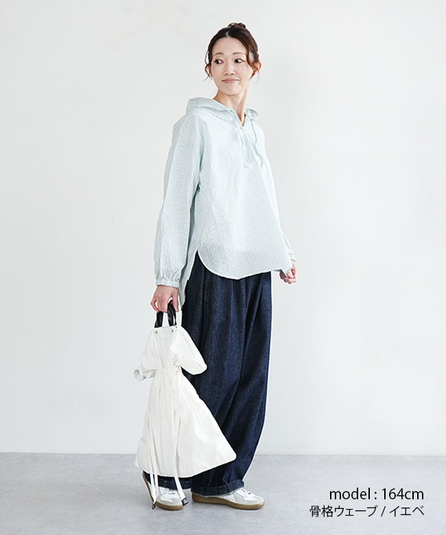 P81628]prit(プリット) エアリーコットンフードプルオーバーシャツ