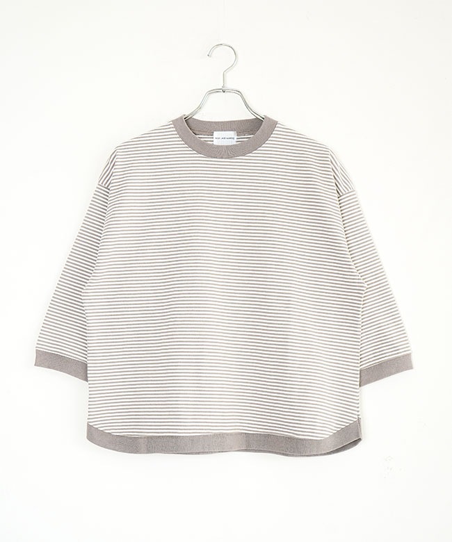ボーダー　七分 日本製]ボーダーペプラム7分袖カットソー(カットソー・Tシャツ