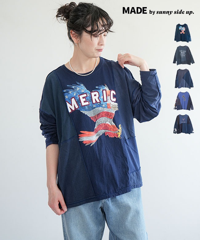 sunny side up(サニーサイドアップ)PATCHWORK L/S T パッチワーク長袖T
