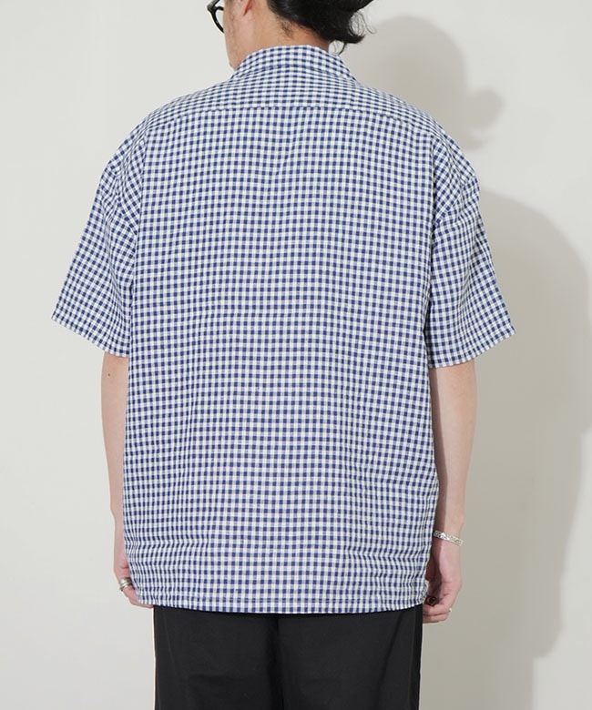 ポータークラッシック　ギンガムチェック半袖シャツ　サイズ２（Ｌサイズ相当） PORTER CLASSIC(ポータークラシック) KEROUAC LINEN GINGHAM CHECK