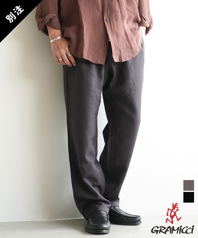 GRAMICCI×Begin テーパードスラックスパンツ M　ブラック GRAMICCI(グラミチ) 別注 WOOL LIKE TAPERED PANT ウールライク