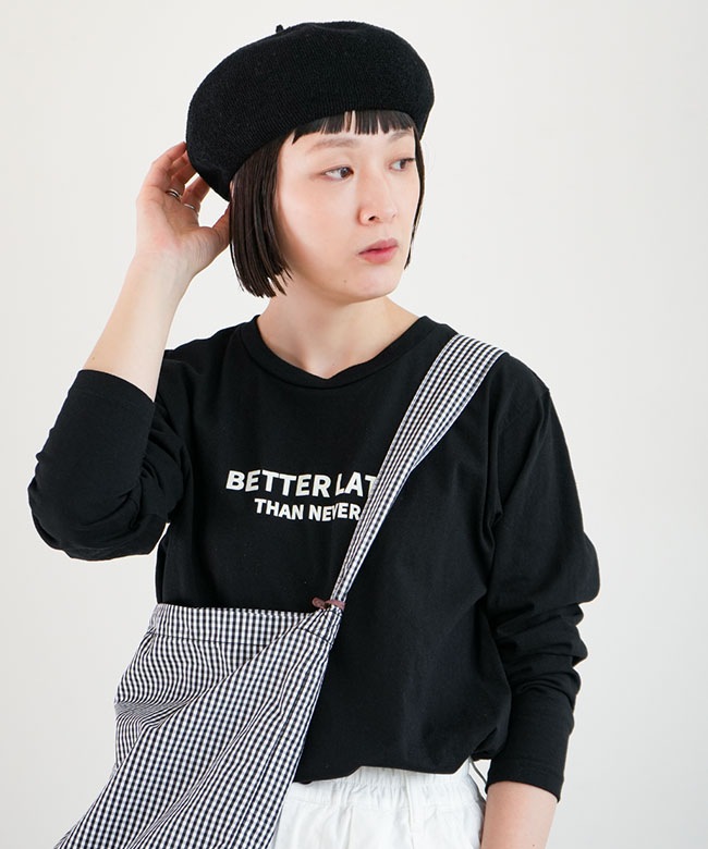 ◎◎◇SOLAMONAT(ソラモナ) パフ天竺ロングプリント「BETTER LATE THAN