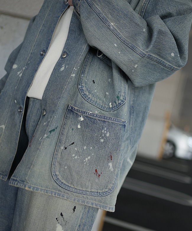 SALE 50%OFF】tsuzuli(ツヅリ)COVERALLS JACKET USED PAINT