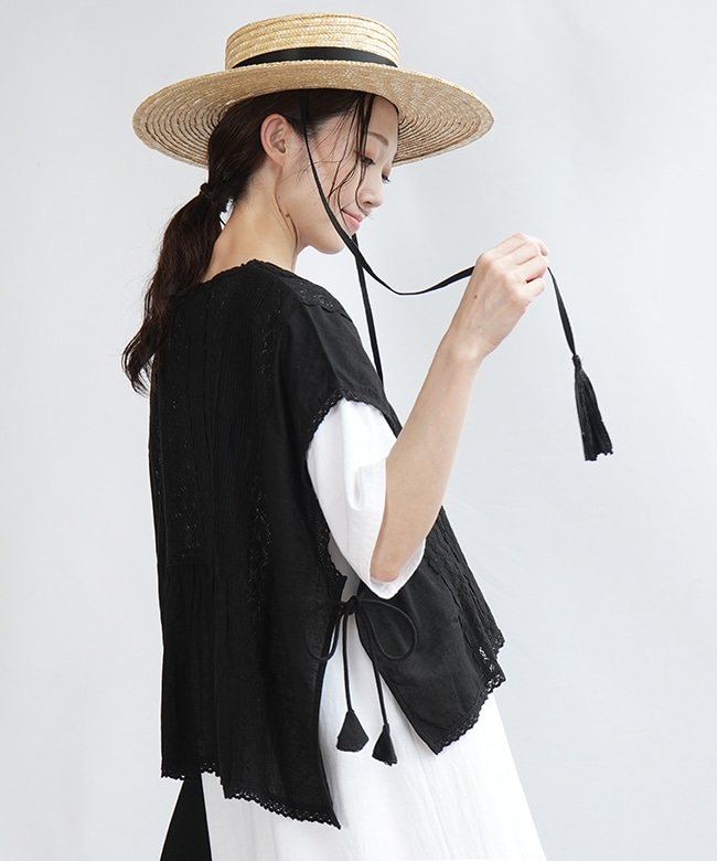 美品　tumugu ツムグ　レースベスト tb25231-01.jpg