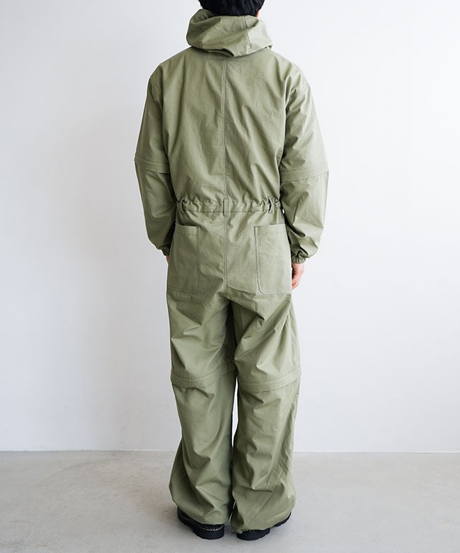 アンドモアインダストリーズ　カバーオールつなぎベルト付　カーキ　バイクウェア MODMNT(モドメント) COVERALLS カバーオールズ メンズ ジャンプスーツ