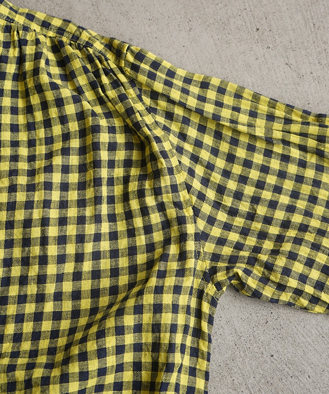 定価¥23100 イチアンティークス ギンガムチェック シャツ イエロー×グレー ICHI Antiquites(イチアンティークス) ギンガムチェックシャツ