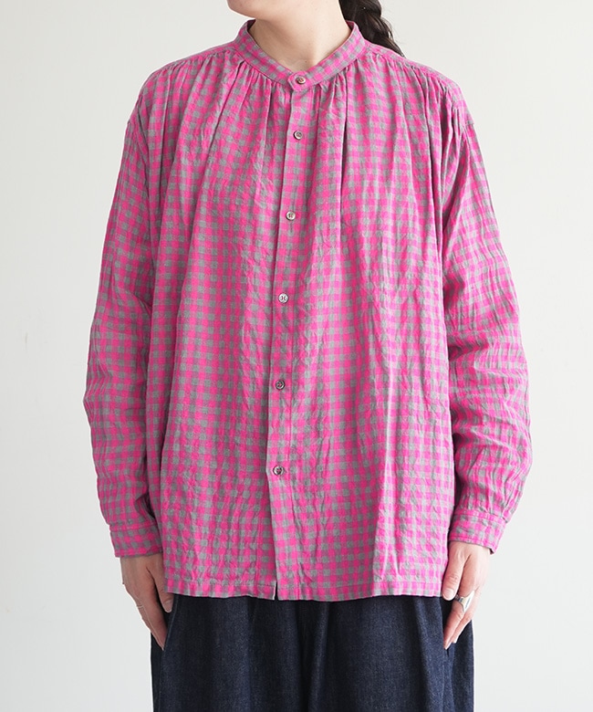 Ichi Antiquites ギンガムチェック リネン HN600609 ブラウス シャツ ベージュ ネイビー レディース イチアンティークス【中古】6-0329M♪ ICHI Antiquites(イチアンティークス) ギンガムチェックシャツ
