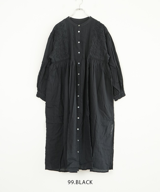 TB24311]tumugu(ツムグ) ハンド刺繍コットンモス 2wayワンピース