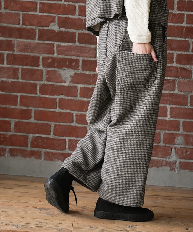 TB24422-B]tumugu(ツムグ) 千鳥ウールシャギーパンツ ボトム