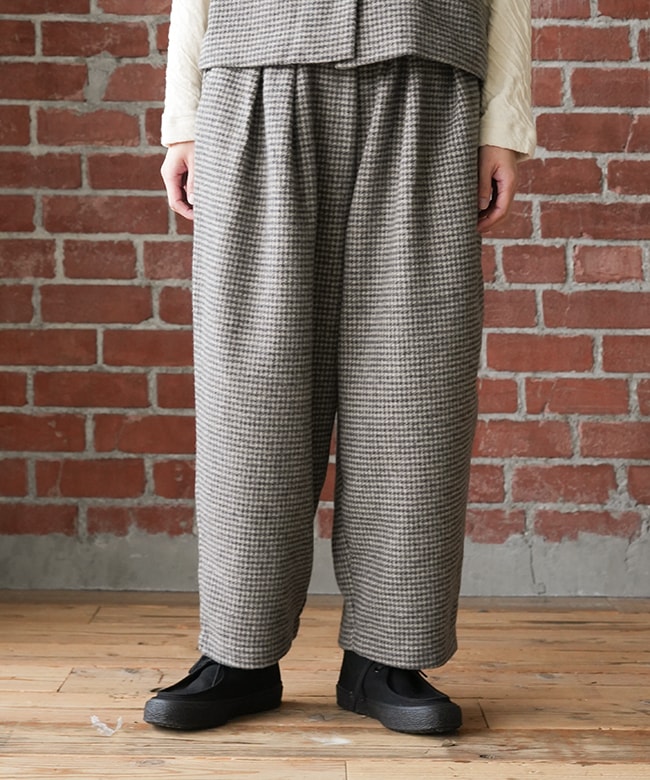 TB24422-B]tumugu(ツムグ) 千鳥ウールシャギーパンツ ボトム