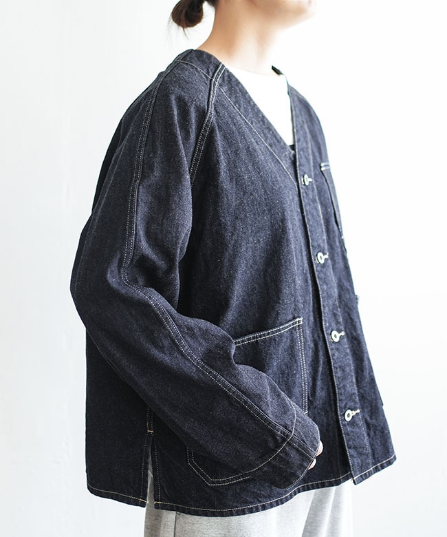 ST-186]Veritecoeur(ヴェリテクール) ノーカラーデニムカバーオール